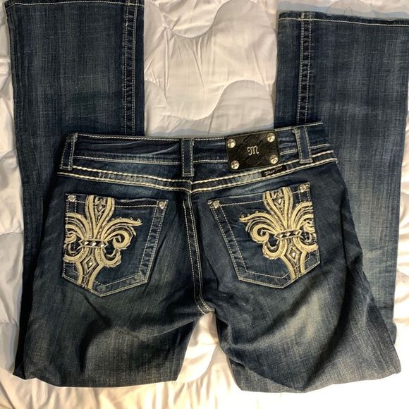 Miss Me Denim - Miss Me Blue Jeans Size 30 Bootcut with Rhinestones and Studded back pockets / I
